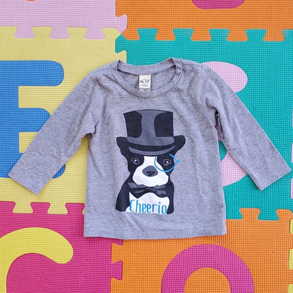 Kavio! Infant Boston Terrier Cheerio tshirt, 6 mo